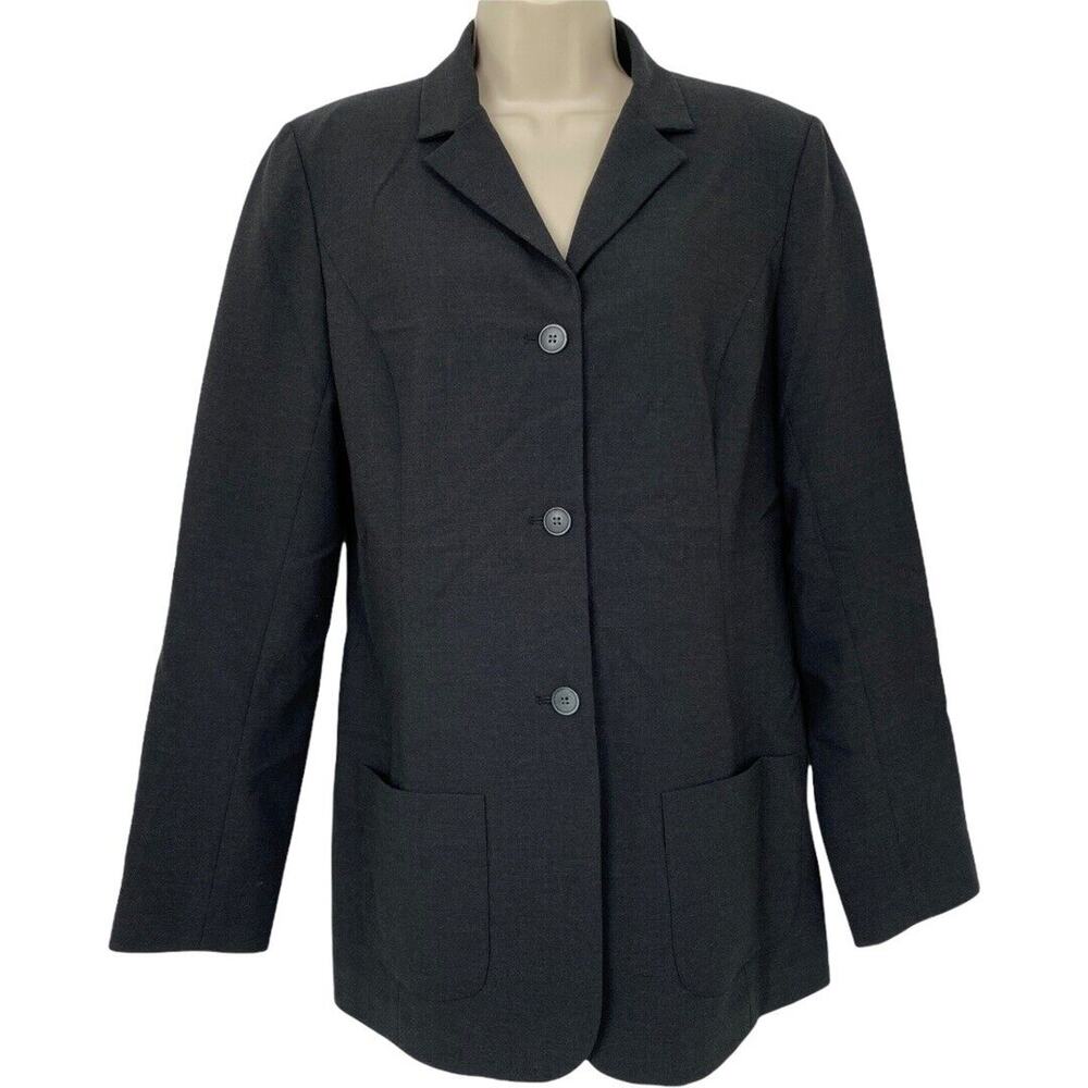 Lands End Blazer Jacket Womens‎ 10 Tall Gray Dark Academia Heritage